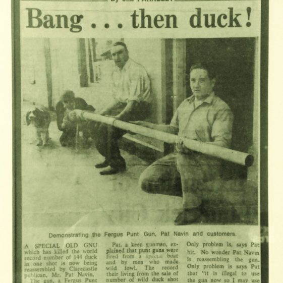 Newspaper clipping on the Punt Guns with Dan Bell, Johnny 0'Connor and Pat Navin | Pat Navin